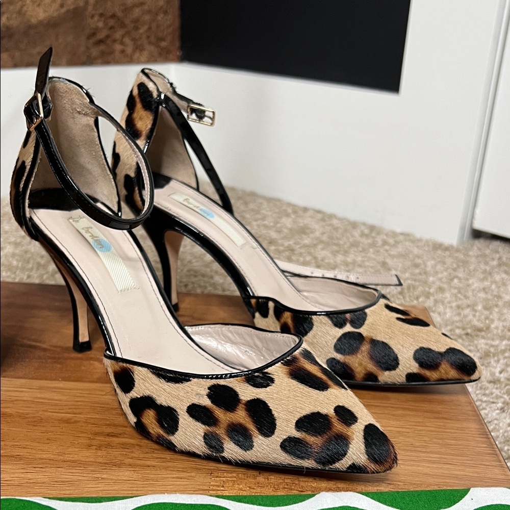 Boden Leather Leopard Print Calf Hair Women's Heels SZ 37.5